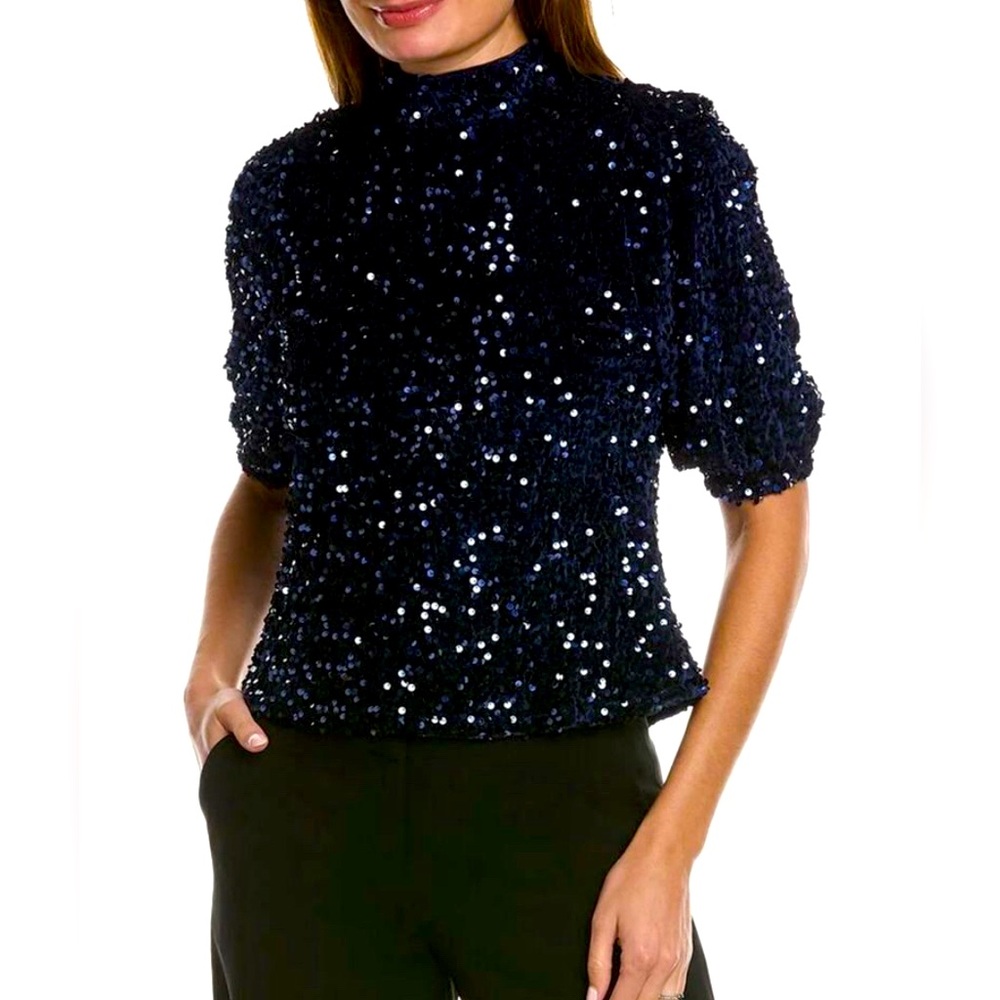 Nanette Lenore Elegant Black Sequin‎ Top